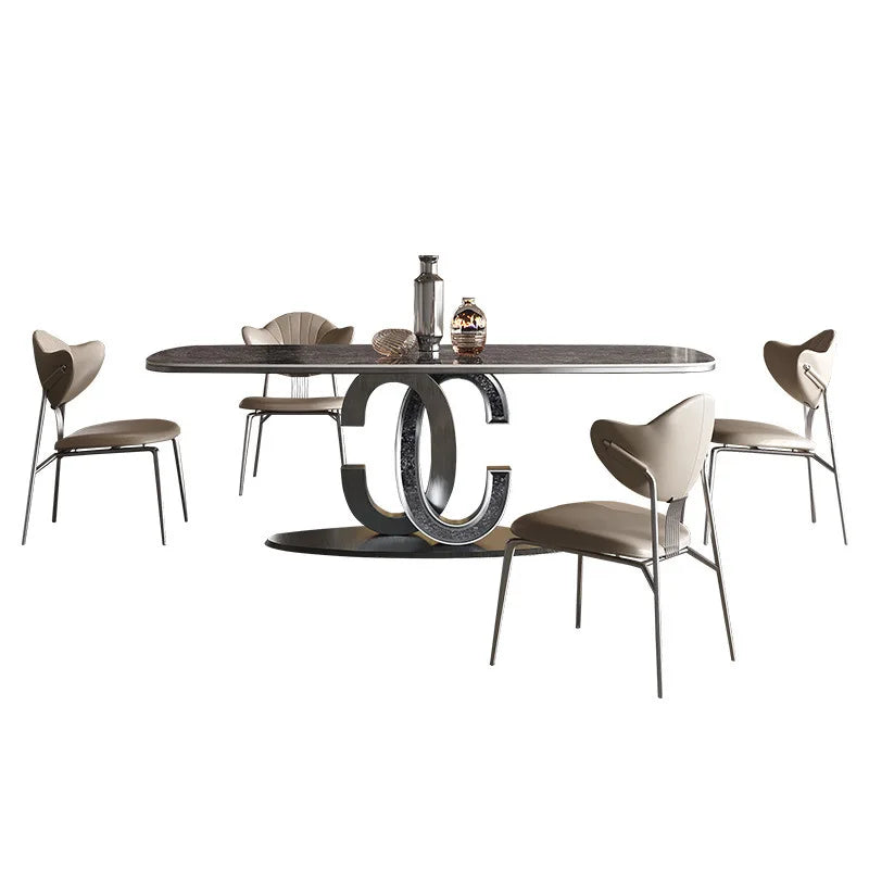 Scandinavian Italian Luxury Rectangular Dining Table And Chairs Set