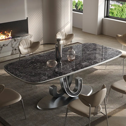 Scandinavian Italian Luxury Rectangular Dining Table And Chairs Set