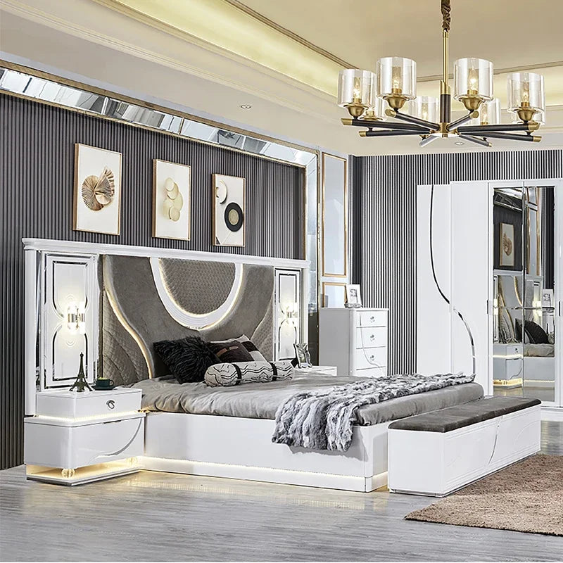Modern Home Wooden Frame King Size Bed
