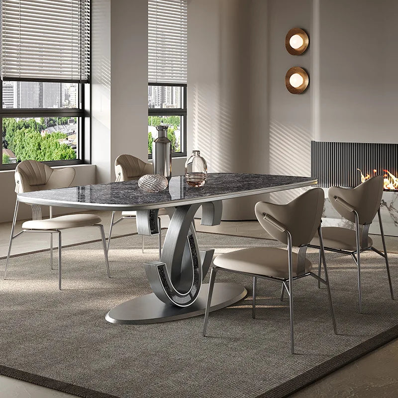 Scandinavian Italian Luxury Rectangular Dining Table And Chairs Set