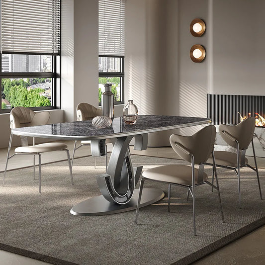 Scandinavian Italian Luxury Rectangular Dining Table And Chairs Set