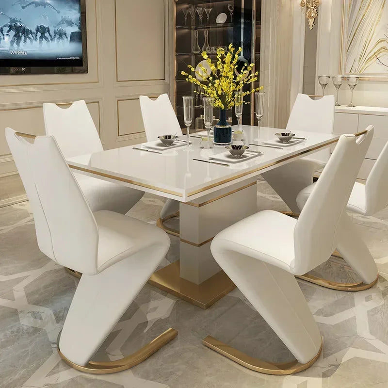 Marble Square Dining Table Set 4 Chairs and 6 Chairs