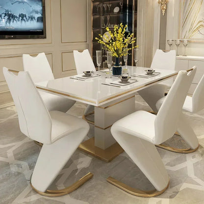 Marble Square Dining Table Set 4 Chairs and 6 Chairs