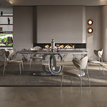 Scandinavian Italian Luxury Rectangular Dining Table And Chairs Set
