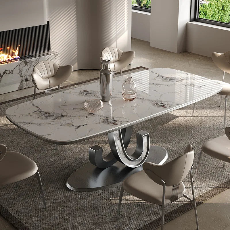 Scandinavian Italian Luxury Rectangular Dining Table And Chairs Set