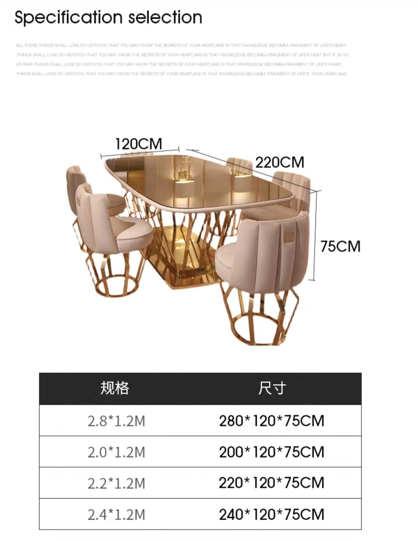 Luxury Metal Dining Table Chair Set in Gold Modern Design